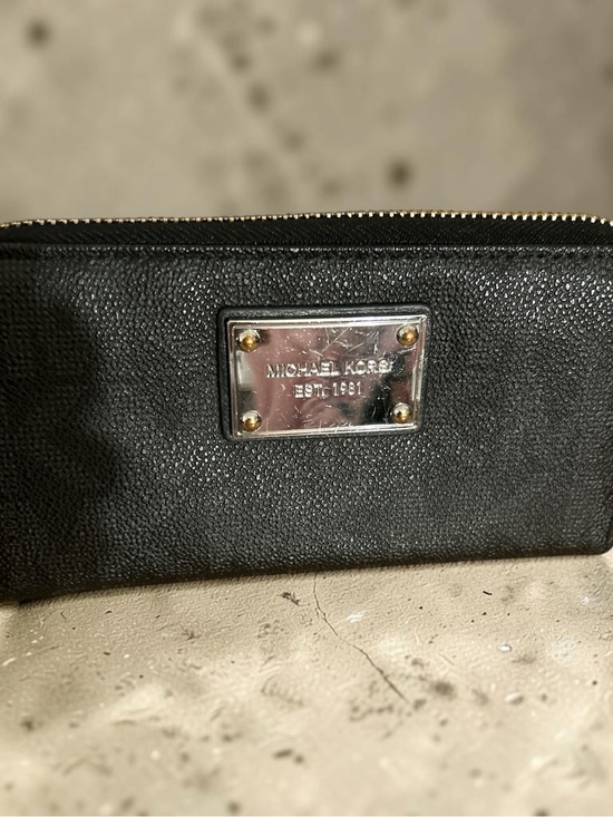 Michael Kors Other - Michael Kors Black Pebbled Leather Zip-Around Wallet with Logo Plaque